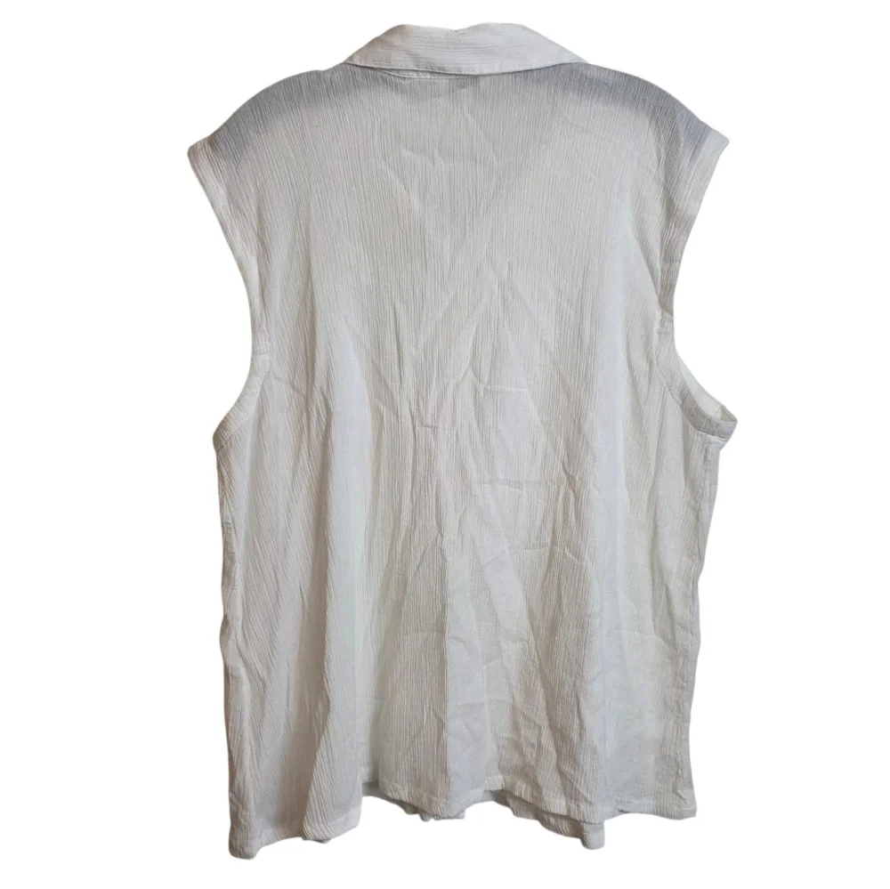Lucky Brand Top Gauzy Eyelet Cutout Semi Sheer Button Down XLarge Shirt Boho - Picture 3 of 15